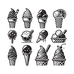 Ice cream vector - Ice cream Silhouette - Ice Cream Illustration - Ice Cream art work.