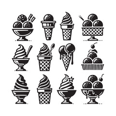 Ice cream vector - Ice cream Silhouette - Ice Cream Illustration - Ice Cream art work.