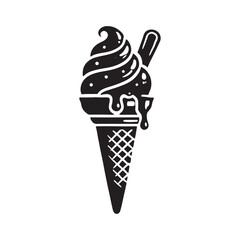 Ice cream vector - Ice cream Silhouette - Ice Cream Illustration - Ice Cream art work.