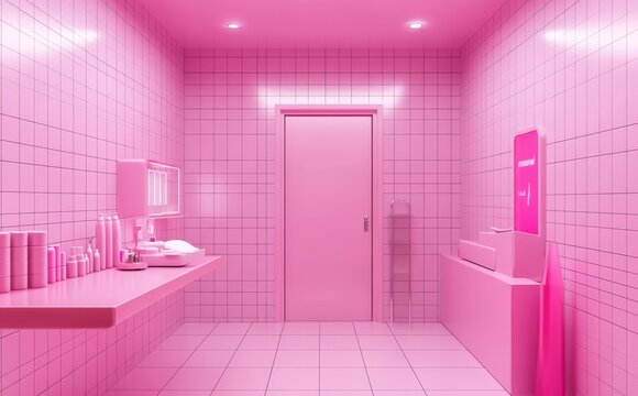 A pastel pink-colored beauty spa and nail salon is set against the 2024 trend background, offering services for both women and men, including nail care and manicures