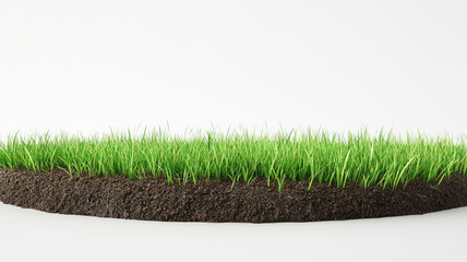 grass green circle land ground floor garden or garden earth soil land layer and green grass floor circle section land isolated on white background. 3d illustration render