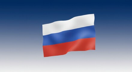 Fototapeta premium Waving Russian Flag Against a Serene Blue Sky Background A Stunning National Symbol