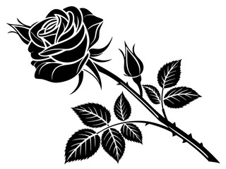 Rose Flowers Silhouette Vector & SVG | Elegant Floral Clipart for Wedding Craft
