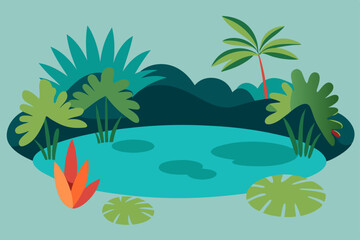 Fototapeta na wymiar tropical island with palm trees and sea