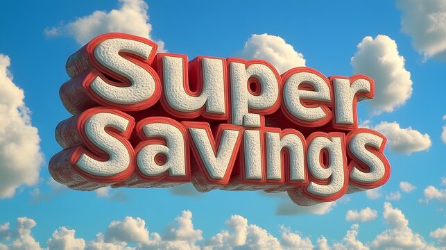 Super Savings' Text in the Sky with Dramatic Clouds
