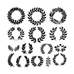 Laurel wreath minimalist silhouette design vector art
