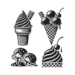 Minimalist Ice Cream Cone Silhouette - Ice Cream Cone Vector - Ice Cream Cone Illustration.