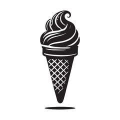 Minimalist Ice Cream Cone Silhouette - Ice Cream Cone Vector - Ice Cream Cone Illustration.