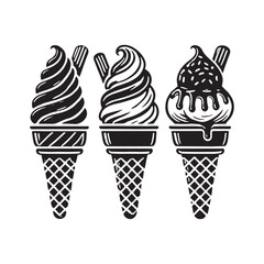 Minimalist Ice Cream Cone Silhouette - Ice Cream Cone Vector - Ice Cream Cone Illustration.