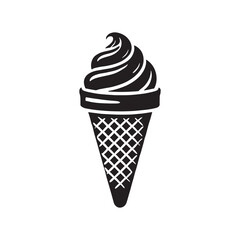 Minimalist Ice Cream Cone Silhouette - Ice Cream Cone Vector - Ice Cream Cone Illustration.