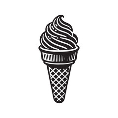 Minimalist Ice Cream Cone Silhouette - Ice Cream Cone Vector - Ice Cream Cone Illustration.