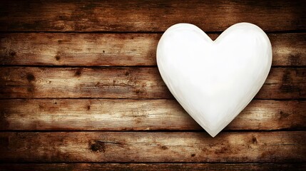 White Heart on Rustic Wooden Background Love Valentines Day