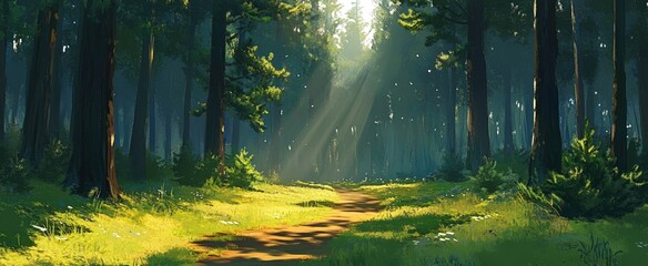 Fototapeta premium Sunlit Forest Path