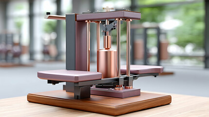 Copper & wood fitness machine prototype in gym