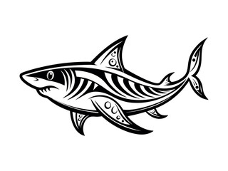 Obraz premium Shark line art design for coloring book for adults, tattoo, t-shirt design, and other decorations