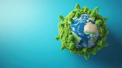 Earth surrounded by green trees, environmental concept