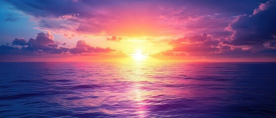 Fototapeta premium Stunning Ocean Sunset Over Calm Waters