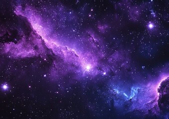 Fototapeta premium A cosmic landscape of purple and blue nebulae with scattered stars
