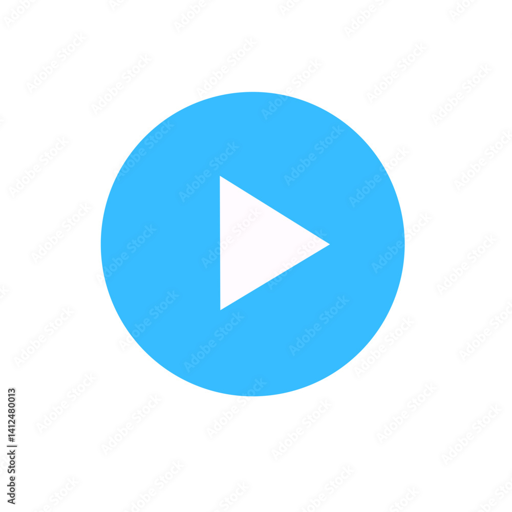 Poster blue play button on transparent background. svg file included.