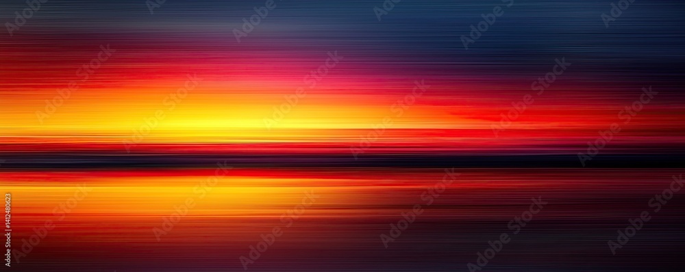 Poster vibrant timelapse of blurred stripes in warm colors, creating a dynamic and abstract sunset effect.