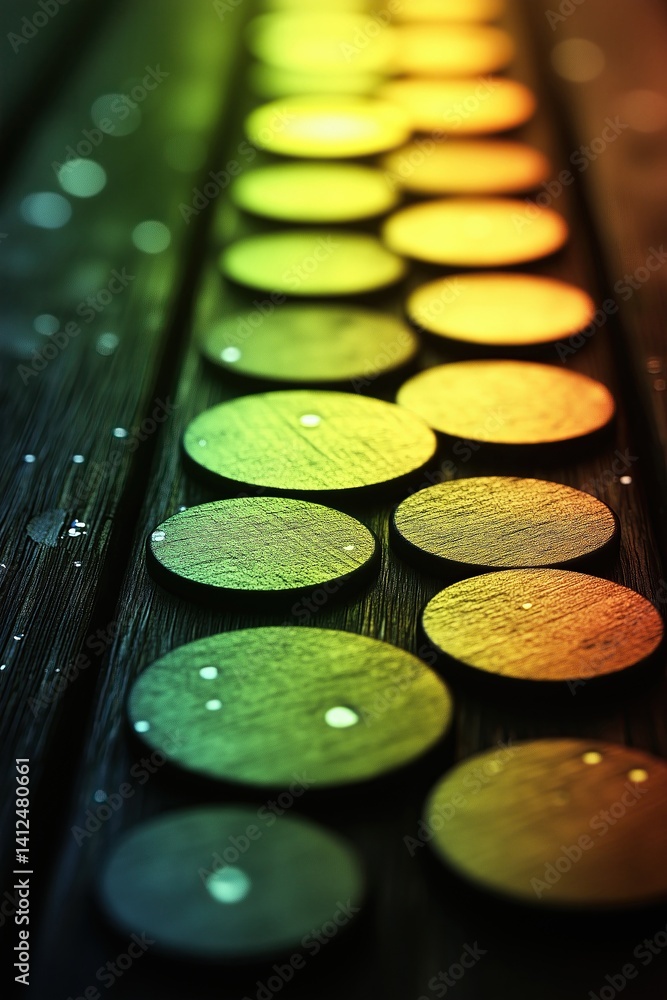 Poster a smooth gradient background featuring dark green tones with circular shapes, creating a serene and 