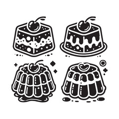 Minimalist Jelly Silhouette - Jelly dessert Silhouette - Jelly Vector - Illustration of Jelly.