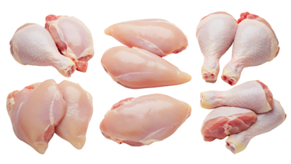  Various raw chicken meat portions
