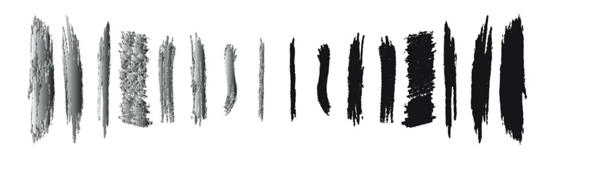 The black highlighter is used in bold horizontal lines. A set of brush-drawn modern stripes is finished with a dry brush texture. vector illustration