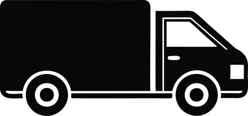 Black Delivery Van Silhouette in Side Profile