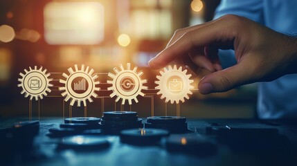 Enhancing business performance through innovative technology solutions modern office graphic design professional viewpoint