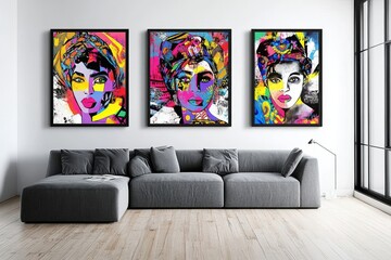 Trois visages d'une même femme, avec des coiffures différentes, d'origine africaine, sont représentés dans une illustration colorée pour la journée internationale des droits des femmes le 8 mars,