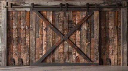 Rustic Wooden Barn Door with Wrought Iron Accents: A Textured Interior Design Element