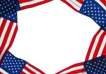 Obraz premium American flags frame empty space on white background
