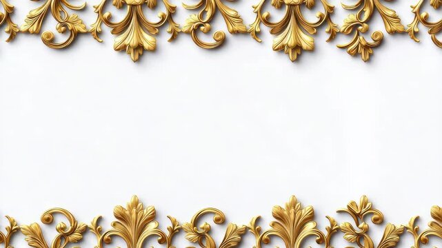 Ornate Gold Floral Frame on White Background