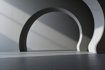 Charcoal gray abstract arc background with space for minimal and moody product showcase