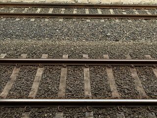 Naklejka premium Railroad tracks and rock ballast
