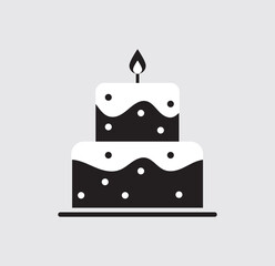 Birthday Cake line icon with Candle. Traditional festive dessert for a party or celebration. Sweet dessert food. Vector illustration. EPS 10