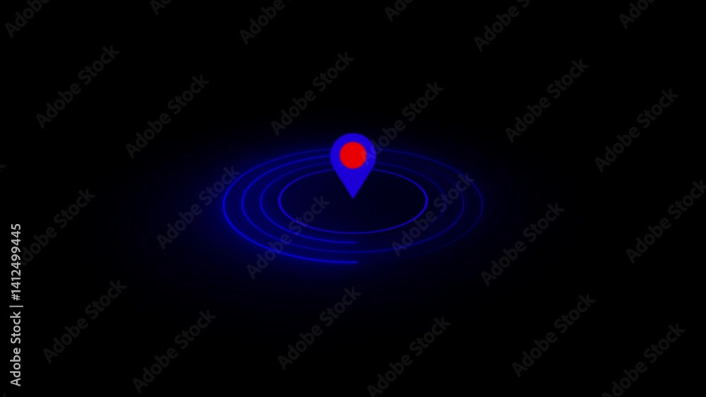 Poster abstract seamless loop neon circle., location with neon hud circle animation background.