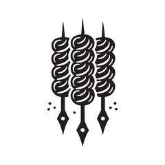 Kebabs Silhouette - Minimalist Kebabs Vector - Illustration of Kebabs - Grilled Meat design.