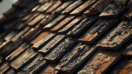 Roofing contractor replacing shingles on an old roof. Featuring shingle replacement