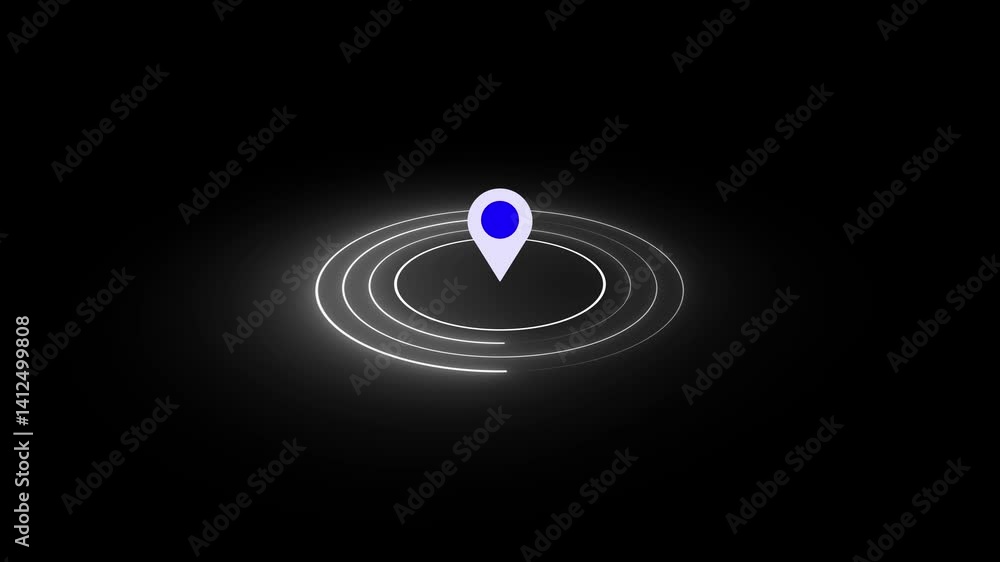 Poster Abstract seamless loop neon circle., location with neon Hud circle animation background.