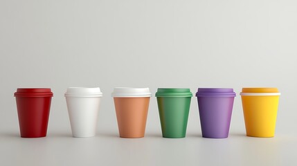 plastic cups on white background