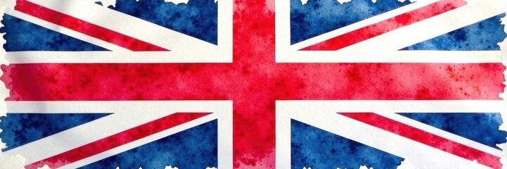 Loose watercolor washes, bold Union Jack design, graphic, art, splash