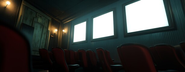 Upscale hair salon with three unoccupied posters in luxurious black frames, illuminated against a vibrant green wall, great for advertising services or featuring stylist portfolios