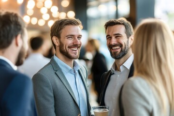 group of businesspeople or entrepreneurs at networking event, business people talking	