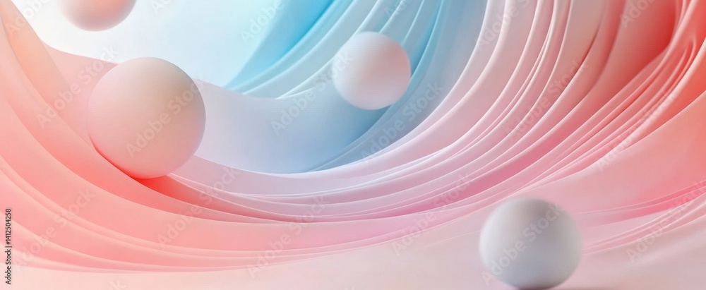 Poster this stunning abstract image features soft spheres suspended in gentle fabric layers, creating a ser