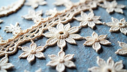 Intricate floral pattern lace doily, delicate texture, meshwork, needlepoint