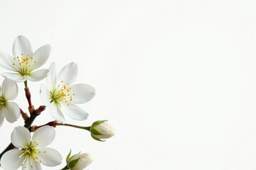 Delicate white blossoms against pure white background, flower, elegance