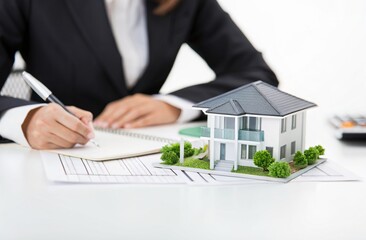Real Estate Agent House Plans Documents Property Contract Signing