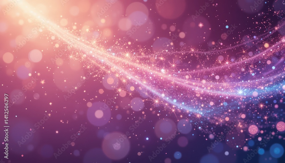 Aufkleber dynamic light trails and sparkles abstract background digital art vibrant colors close-up view conte